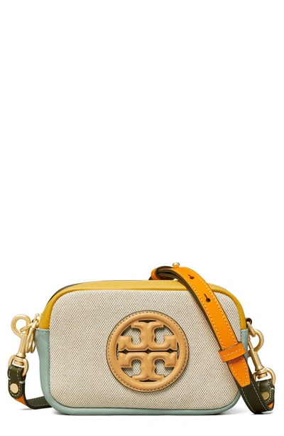 Tory Burch Perry Bombé Canvas Mini Crossbody Bag In Natural