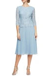 Alex Evenings Mock Two-piece Cocktail Dress In Sky Blue