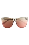 Quay Come Thru 56mm Gradient Cat Eye Sunglasses In Milky Tortoise / Lime Pink