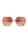 Cartier Oversized Square Metal Sunglasses In 002 Golden/brown