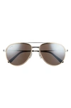 Cartier 58mm Polarized Aviator Sunglasses In Silver