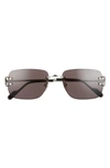 Cartier 59mm Rimless Rectangular Sunglasses In Silver