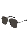 Gucci 61mm Navigator Sunglasses In Ruthenium