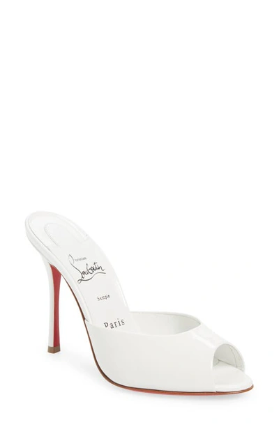 Christian Louboutin Me Dolly Patent Red Sole Sandals In Bianco