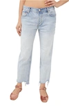 Free People Maggie Ripped Ankle Straight Leg Jeans In Sequoia Bluednu