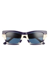 Tory Burch 52mm Rectangular Sunglasses In Navy Vintage