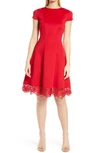 Donna Ricco Women's Lace-trim A-line Dress In Red