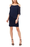 Chaus Cold Shoulder Overlay Dress In Navy