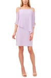 Chaus Cold Shoulder Overlay Dress In Purple