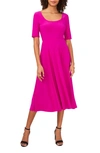 Chaus Elbow Sleeve Fit & Flare Knit Midi Dress In Berry Pink
