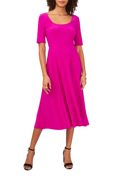 Chaus Elbow Sleeve Fit & Flare Knit Midi Dress In Berry Pink