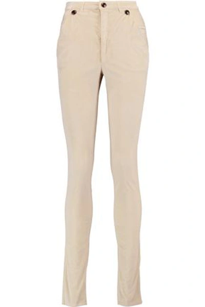Isabel Marant Woman Norton Stretch-cotton Velvet Skinny Pants Ecru