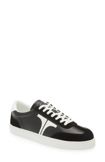 Ted Baker Robbert Recycled Leather And Suede Low-top Trainers In Black