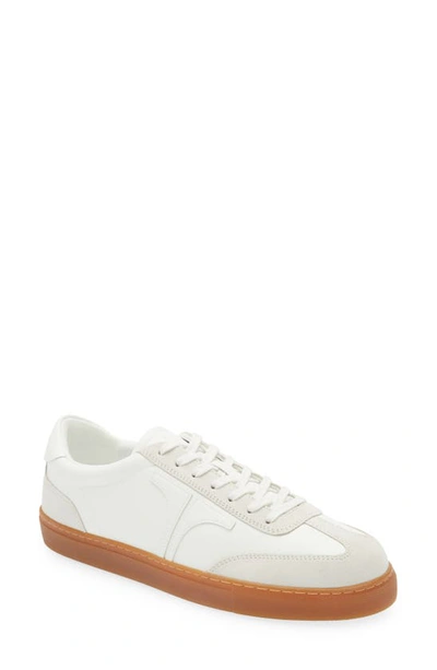 Ted Baker Robbert Recycled Leather And Suede Low-top Trainers In White