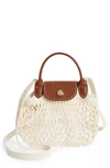 Longchamp Le Pliage Extra Small Filet Knit Shoulder Bag In Ecru