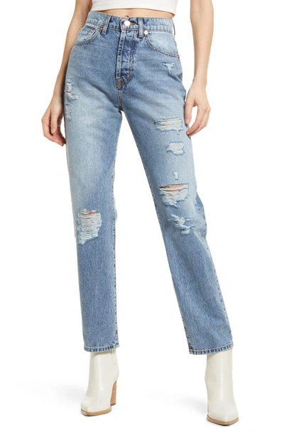 Modern American Bancroft High Waist Distressed Nonstretch Mom Jeans In Madison Bl