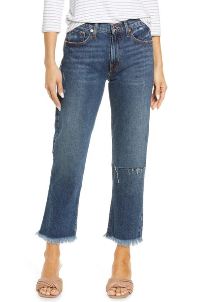 Modern American Highland Ripped High Waist Ankle Straight Leg Jeans In Marfa