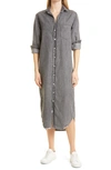 Frank & Eileen Rory Long Sleeve Shirtdress In Grey Mineral Wash