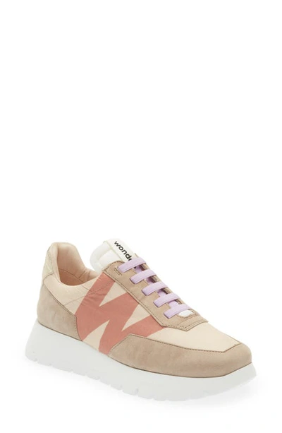 Wonders Odisei Sneaker In Taupe Suede/ White Nylon