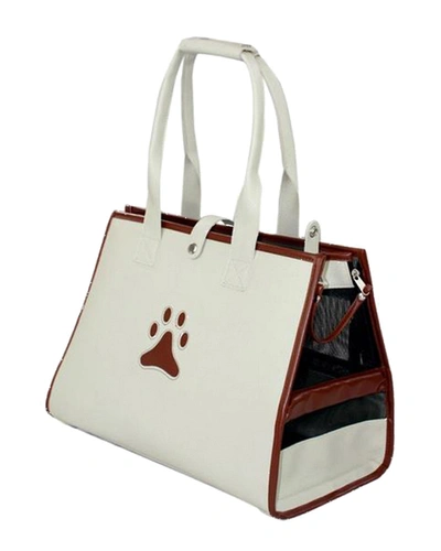 Pet Life Posh Paw Pet Carrier In White And Brown