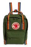 Fjall Raven Mini Kånken Rainbow Water Resistant 13-inch Laptop Backpack In Spruce Green-rainbow Pattern