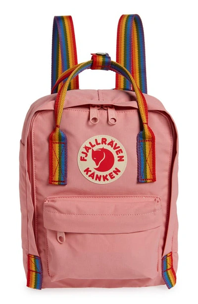 Fjall Raven Mini Kånken Rainbow Water Resistant 13-inch Laptop Backpack In Pink-rainbow Pattern