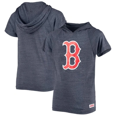 Stitches Kids' Youth  Heathered Navy Boston Red Sox Raglan Short Sleeve Pullover Hoodie In Heather Navy