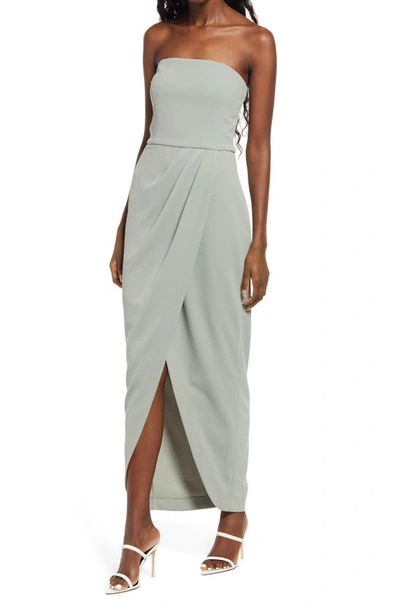 Wayf The Angelique Strapless Tulip Gown In Sage