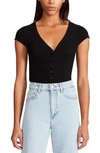 Bb Dakota By Steve Madden Sleek It To Me Ribbed Bodysuit In Black