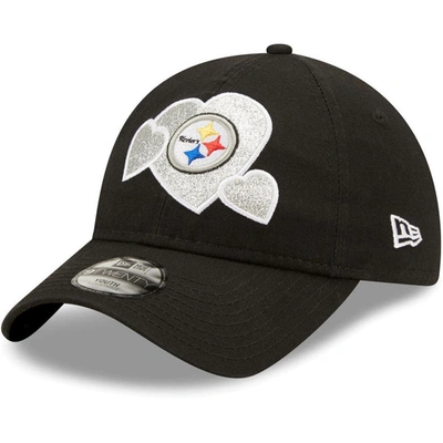 New Era Kids' Girls Toddler  Black Pittsburgh Steelers Hearts 9twenty Adjustable Hat