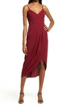 Lulus Reinette V-neck Midi Dress In Burgundy