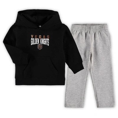 Outerstuff Kids' Toddler Black/heathered Grey Vegas Golden Knights Fan Flare Pullover Hoodie & Trousers Set