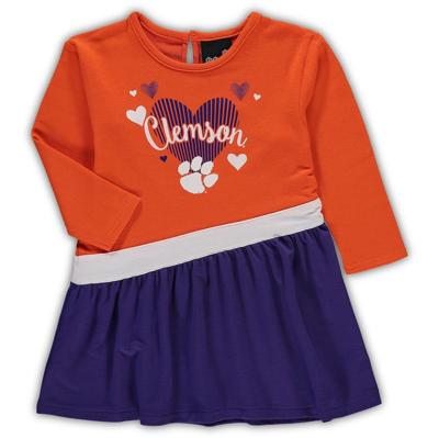 Outerstuff Babies' Girls Infant Orange Clemson Tigers Heart French Terry Dress