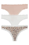 Honeydew Intimates Aiden 3-pack Thongs In Nude/white/leopard
