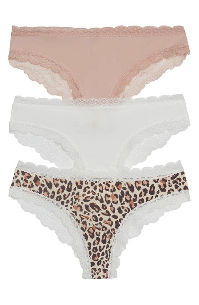 Honeydew Intimates Aiden 3-pack Hipster Briefs In Nude/ White/ Leopard