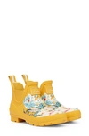 Joules Wellibob Short Rain Boot In Gold Floral