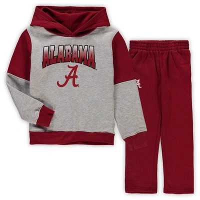 Outerstuff Kids' Preschool Gray/crimson Alabama Crimson Tide Sideline Hoodie & Pants Set