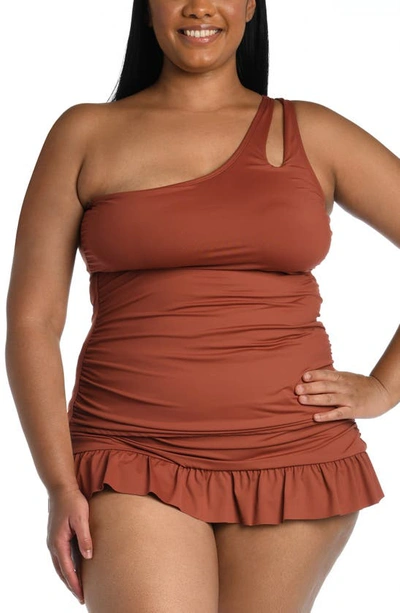La Blanca One-shoulder Tankini Top In Cinnamon