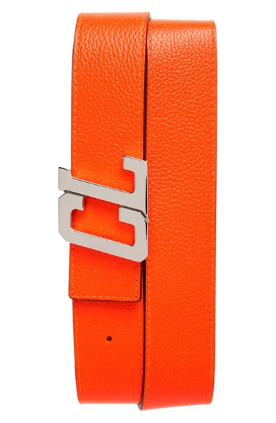 Christian Louboutin Men's Happy Rui Cl-logo Leather Belt In Sunrise/ Loubi/ Silver