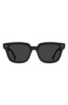 Raen Phonos 53mm Polarized Square Sunglasses In Crystal Black / Smoke Polar