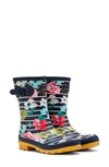 Joules 'molly' Rain Boot In Blue Stripe Floral