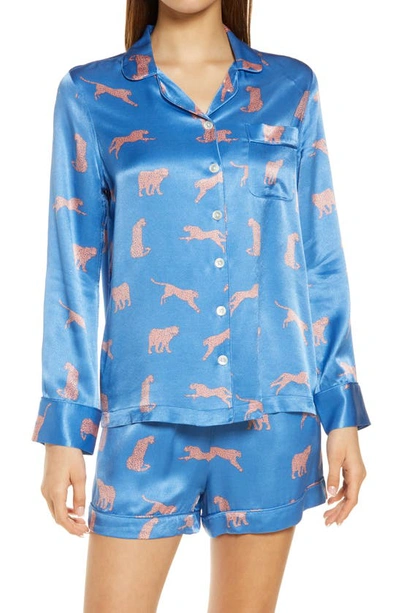 Rails Clarise Graphic-print Satin Pyjama Set In Pink Cheetahs