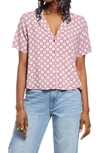 Bp. Retro Print Button-up Shirt In Pink- Purple Geo Floral