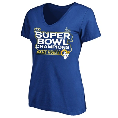 Fanatics Branded Royal Los Angeles Rams Super Bowl Lvi Champions Parade V-neck Plus Size T-shirt
