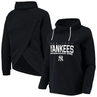 Levelwear Black New York Yankees Vega Funnel Neck Raglan Pullover Sweatshirt