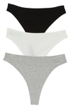 Honeydew Intimates Linds 3-pack Thongs In Black/ivory/heather Grey