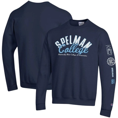 Champion Navy Spelman College Jaguars 2-hit Powerblend Pullover Sweatshirt