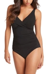 Sea Level Cross Front One-piece Swimsuit In Black