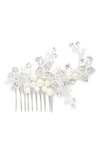 Brides And Hairpins Catherine Jeweled Hair Comb In Classic Silver