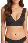 Sea Level Frill Bikini Top In Black